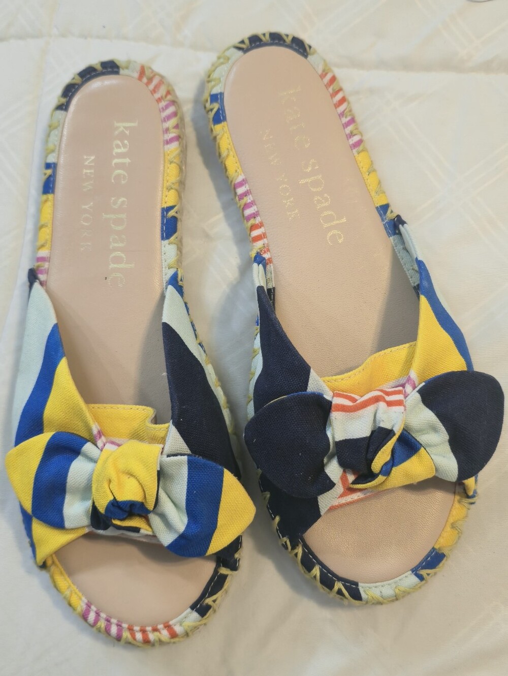 Kate Spade New York Striped Bow Espadrille Flats Sandals